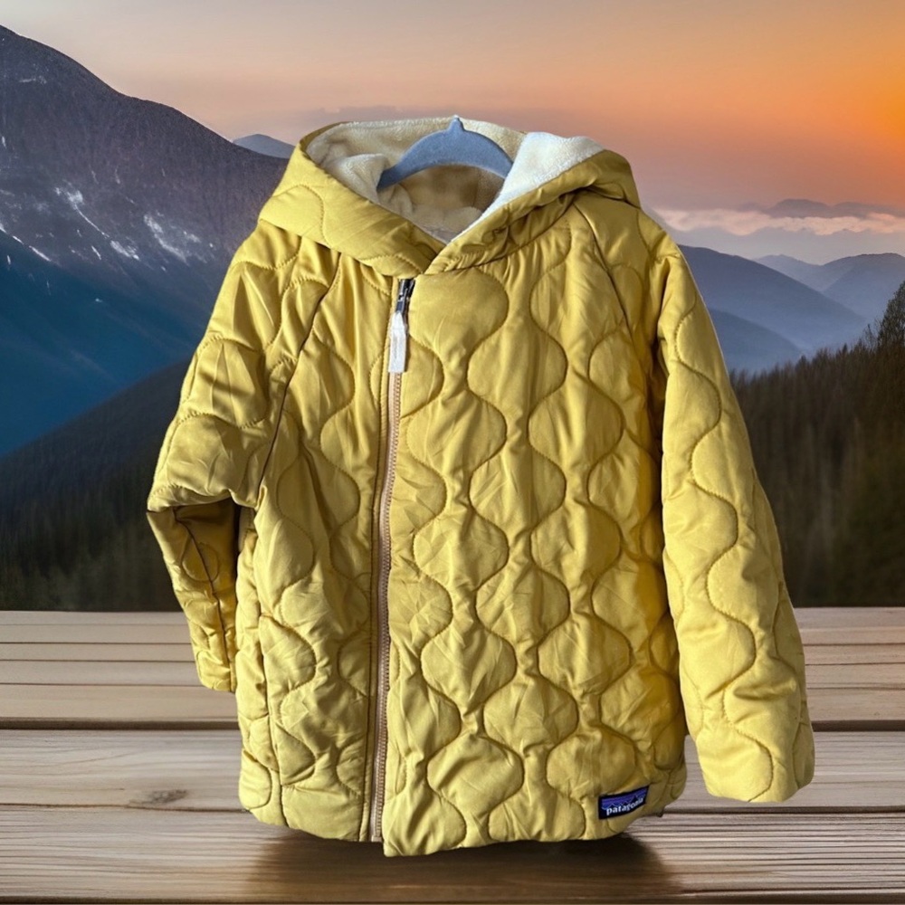 Patagonia Toddler Size 4T Quilted Puff Jacket Coat Retired Yellow Color Kids
